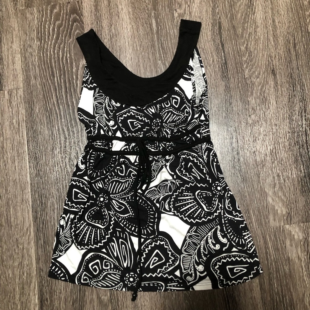 Promod Black & White Strapless Blouse / Tunic Top Size XS